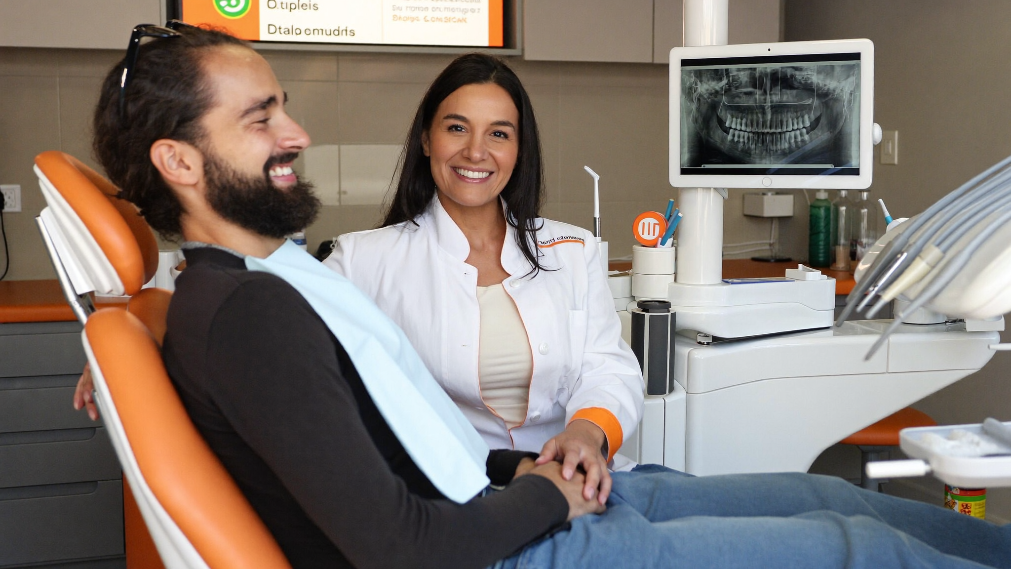 Dentista de Clínica Dental Sonrise explicando tratamiento a paciente en Lima